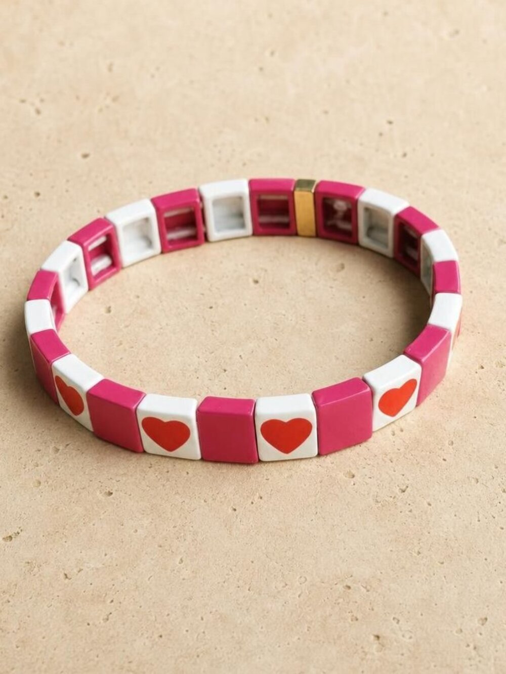 Roxanne Assoulin All Heart Pink White Stretch Bracelet